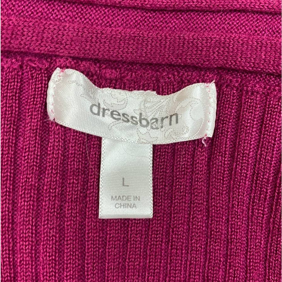 Dressbarn Women's Pink Rib Knit Open Front Draped Cardigan Sweater Size L - Picture 5 of 5